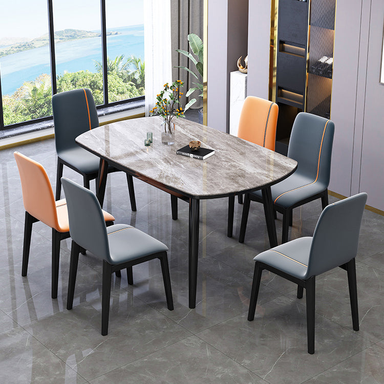 Industrial Rubberwood Solid Back Chair Matte Finish Upholstered Dining Chair with Black Legs Clearhalo ' kitchen&dining_furn' 'Dining Chairs' 'Dining Tables & Seating' 'dining_chair' 'furn' 'furn_dining_chair' 'Furniture' 'furniture_dining_chair' 'Kitchen & Dining Furniture' 'kitchen' 3755237