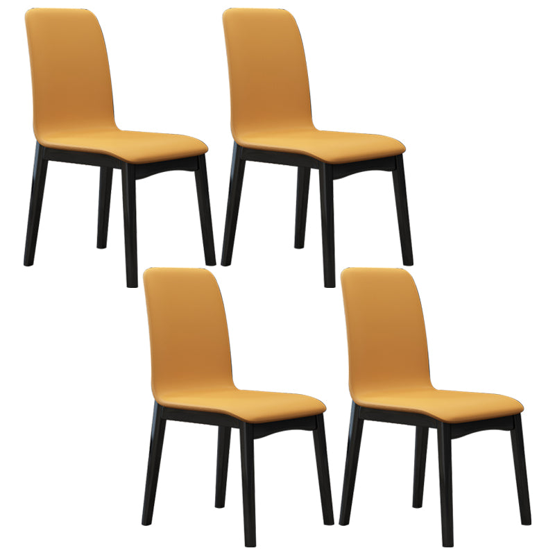 Industrial Rubberwood Solid Back Chair Matte Finish Upholstered Dining Chair with Black Legs Yellow 4 Piece Set Black Clearhalo ' kitchen&dining_furn' 'Dining Chairs' 'Dining Tables & Seating' 'dining_chair' 'furn' 'furn_dining_chair' 'Furniture' 'furniture_dining_chair' 'Kitchen & Dining Furniture' 'kitchen' 3755240