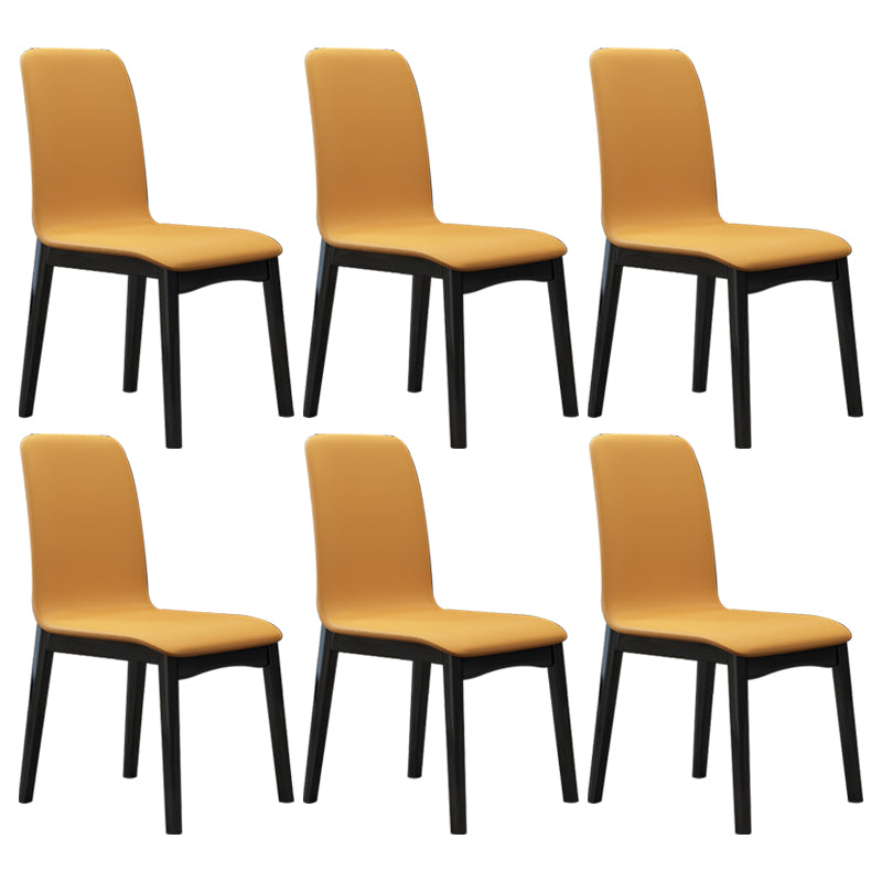 Industrial Rubberwood Solid Back Chair Matte Finish Upholstered Dining Chair with Black Legs Yellow 6 Piece Set Black Clearhalo ' kitchen&dining_furn' 'Dining Chairs' 'Dining Tables & Seating' 'dining_chair' 'furn' 'furn_dining_chair' 'Furniture' 'furniture_dining_chair' 'Kitchen & Dining Furniture' 'kitchen' 3755241