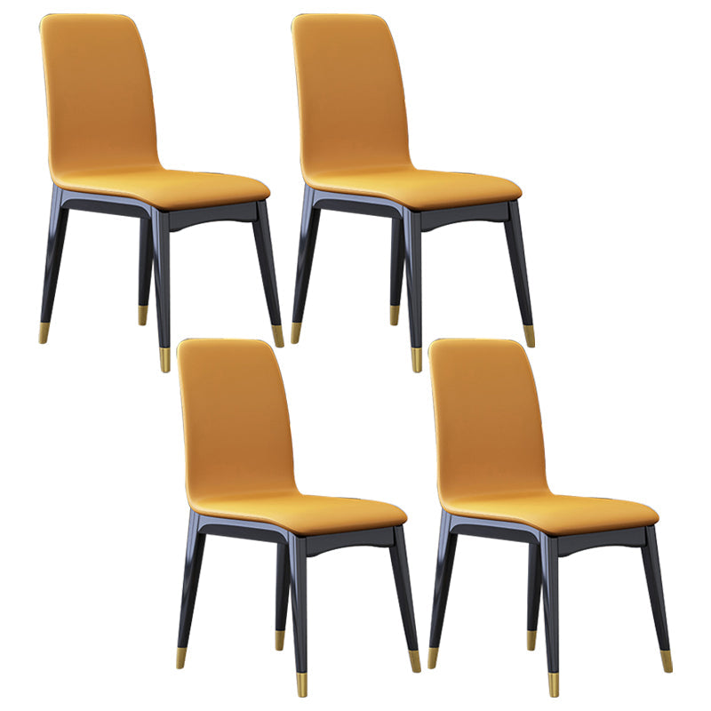Industrial Rubberwood Solid Back Chair Matte Finish Upholstered Dining Chair with Black Legs Yellow 4 Piece Set Black Gold Clearhalo ' kitchen&dining_furn' 'Dining Chairs' 'Dining Tables & Seating' 'dining_chair' 'furn' 'furn_dining_chair' 'Furniture' 'furniture_dining_chair' 'Kitchen & Dining Furniture' 'kitchen' 3755243