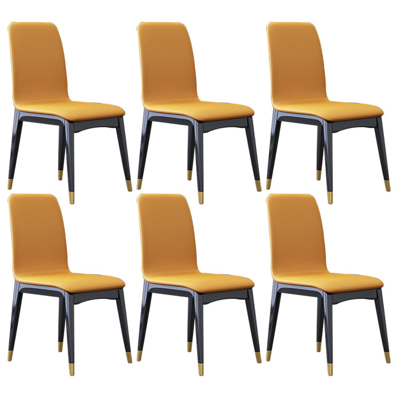 Industrial Rubberwood Solid Back Chair Matte Finish Upholstered Dining Chair with Black Legs Yellow 6 Piece Set Black Gold Clearhalo ' kitchen&dining_furn' 'Dining Chairs' 'Dining Tables & Seating' 'dining_chair' 'furn' 'furn_dining_chair' 'Furniture' 'furniture_dining_chair' 'Kitchen & Dining Furniture' 'kitchen' 3755244