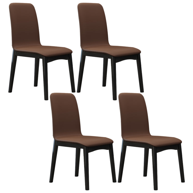 Industrial Rubberwood Solid Back Chair Matte Finish Upholstered Dining Chair with Black Legs Coffee 4 Piece Set Black Clearhalo ' kitchen&dining_furn' 'Dining Chairs' 'Dining Tables & Seating' 'dining_chair' 'furn' 'furn_dining_chair' 'Furniture' 'furniture_dining_chair' 'Kitchen & Dining Furniture' 'kitchen' 3755252