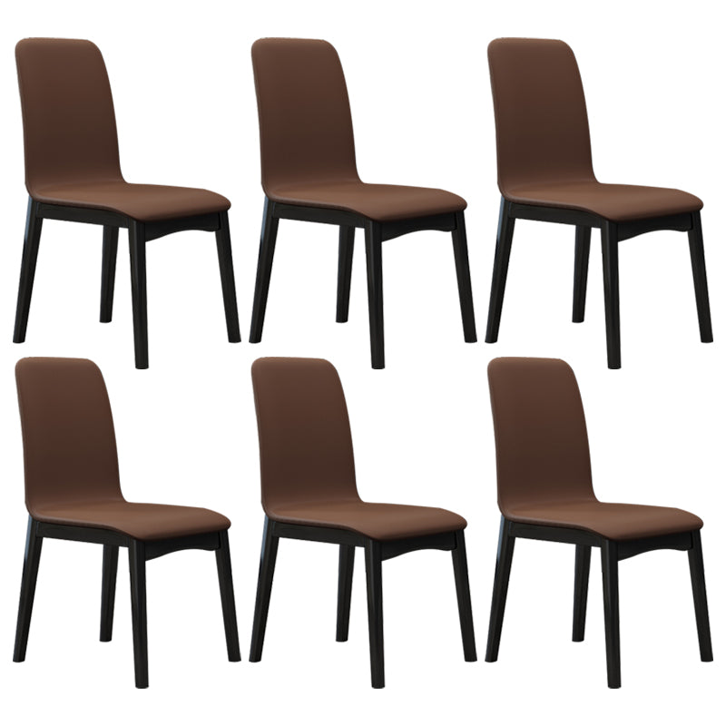 Industrial Rubberwood Solid Back Chair Matte Finish Upholstered Dining Chair with Black Legs Coffee 6 Piece Set Black Clearhalo ' kitchen&dining_furn' 'Dining Chairs' 'Dining Tables & Seating' 'dining_chair' 'furn' 'furn_dining_chair' 'Furniture' 'furniture_dining_chair' 'Kitchen & Dining Furniture' 'kitchen' 3755253