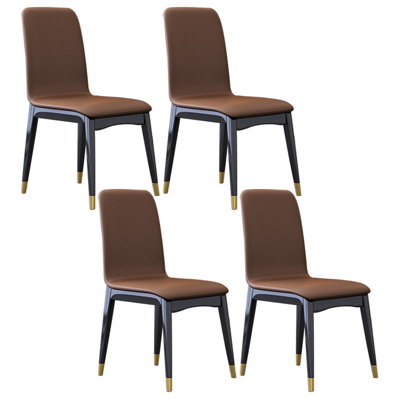 Industrial Rubberwood Solid Back Chair Matte Finish Upholstered Dining Chair with Black Legs Coffee 4 Piece Set Black Gold Clearhalo ' kitchen&dining_furn' 'Dining Chairs' 'Dining Tables & Seating' 'dining_chair' 'furn' 'furn_dining_chair' 'Furniture' 'furniture_dining_chair' 'Kitchen & Dining Furniture' 'kitchen' 3755255