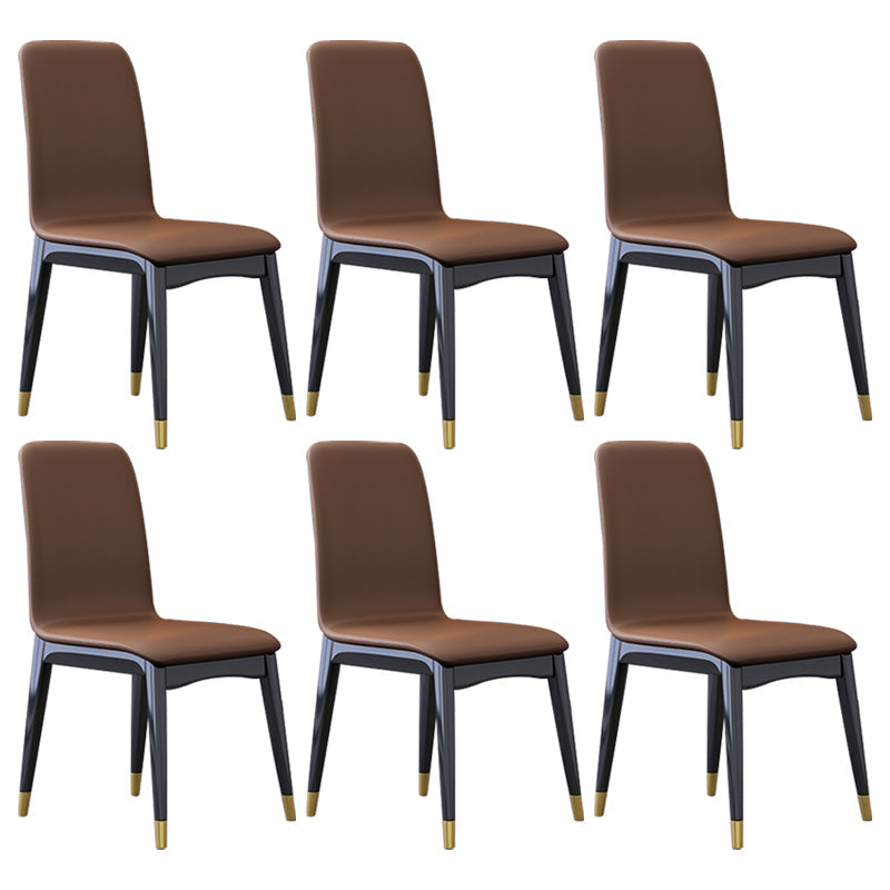 Industrial Rubberwood Solid Back Chair Matte Finish Upholstered Dining Chair with Black Legs Coffee 6 Piece Set Black Gold Clearhalo ' kitchen&dining_furn' 'Dining Chairs' 'Dining Tables & Seating' 'dining_chair' 'furn' 'furn_dining_chair' 'Furniture' 'furniture_dining_chair' 'Kitchen & Dining Furniture' 'kitchen' 3755256