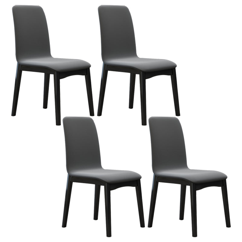 Industrial Rubberwood Solid Back Chair Matte Finish Upholstered Dining Chair with Black Legs Silver Gray 4 Piece Set Black Clearhalo ' kitchen&dining_furn' 'Dining Chairs' 'Dining Tables & Seating' 'dining_chair' 'furn' 'furn_dining_chair' 'Furniture' 'furniture_dining_chair' 'Kitchen & Dining Furniture' 'kitchen' 3755258