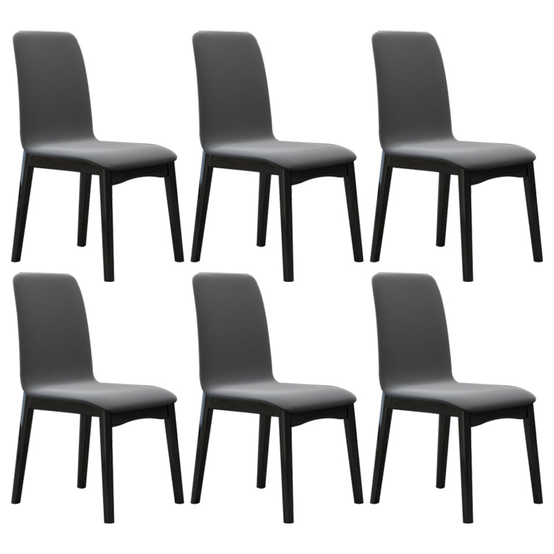 Industrial Rubberwood Solid Back Chair Matte Finish Upholstered Dining Chair with Black Legs Silver Gray 6 Piece Set Black Clearhalo ' kitchen&dining_furn' 'Dining Chairs' 'Dining Tables & Seating' 'dining_chair' 'furn' 'furn_dining_chair' 'Furniture' 'furniture_dining_chair' 'Kitchen & Dining Furniture' 'kitchen' 3755259
