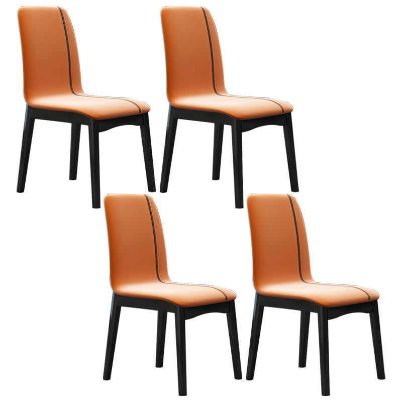 Industrial Rubberwood Solid Back Chair Matte Finish Upholstered Dining Chair with Black Legs Orange 4 Piece Set Black Clearhalo ' kitchen&dining_furn' 'Dining Chairs' 'Dining Tables & Seating' 'dining_chair' 'furn' 'furn_dining_chair' 'Furniture' 'furniture_dining_chair' 'Kitchen & Dining Furniture' 'kitchen' 3755264