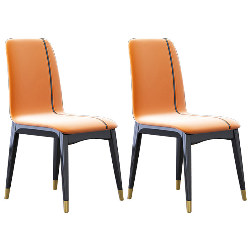 Industrial Rubberwood Solid Back Chair Matte Finish Upholstered Dining Chair with Black Legs Orange 2 Piece Set Black Gold Clearhalo ' kitchen&dining_furn' 'Dining Chairs' 'Dining Tables & Seating' 'dining_chair' 'furn' 'furn_dining_chair' 'Furniture' 'furniture_dining_chair' 'Kitchen & Dining Furniture' 'kitchen' 3755266