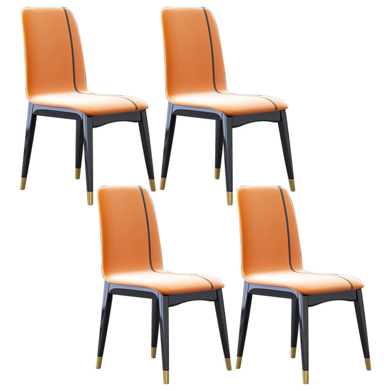 Industrial Rubberwood Solid Back Chair Matte Finish Upholstered Dining Chair with Black Legs Orange 4 Piece Set Black Gold Clearhalo ' kitchen&dining_furn' 'Dining Chairs' 'Dining Tables & Seating' 'dining_chair' 'furn' 'furn_dining_chair' 'Furniture' 'furniture_dining_chair' 'Kitchen & Dining Furniture' 'kitchen' 3755267