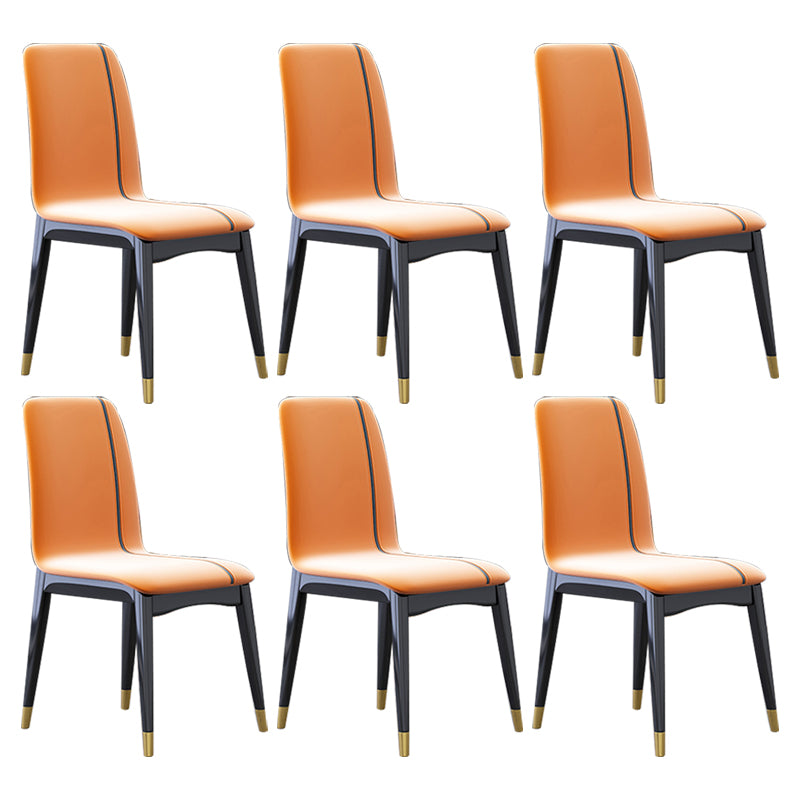 Industrial Rubberwood Solid Back Chair Matte Finish Upholstered Dining Chair with Black Legs Orange 6 Piece Set Black Gold Clearhalo ' kitchen&dining_furn' 'Dining Chairs' 'Dining Tables & Seating' 'dining_chair' 'furn' 'furn_dining_chair' 'Furniture' 'furniture_dining_chair' 'Kitchen & Dining Furniture' 'kitchen' 3755268