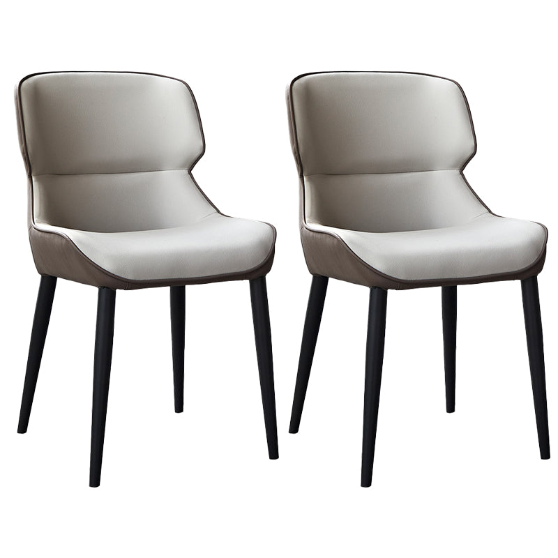 Contemporary Metal Dining Room Chairs Wingback Armless Chair for Home Use Gray-White 2 Piece Set Clearhalo ' kitchen&dining_furn' 'Dining Chairs' 'Dining Tables & Seating' 'dining_chair' 'furn' 'furn_dining_chair' 'Furniture' 'furniture_dining_chair' 'Kitchen & Dining Furniture' 'kitchen' 3755270