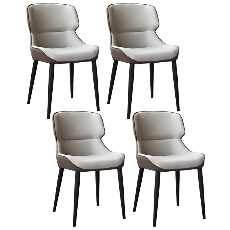 Contemporary Metal Dining Room Chairs Wingback Armless Chair for Home Use Gray-White 4 Piece Set Clearhalo ' kitchen&dining_furn' 'Dining Chairs' 'Dining Tables & Seating' 'dining_chair' 'furn' 'furn_dining_chair' 'Furniture' 'furniture_dining_chair' 'Kitchen & Dining Furniture' 'kitchen' 3755272