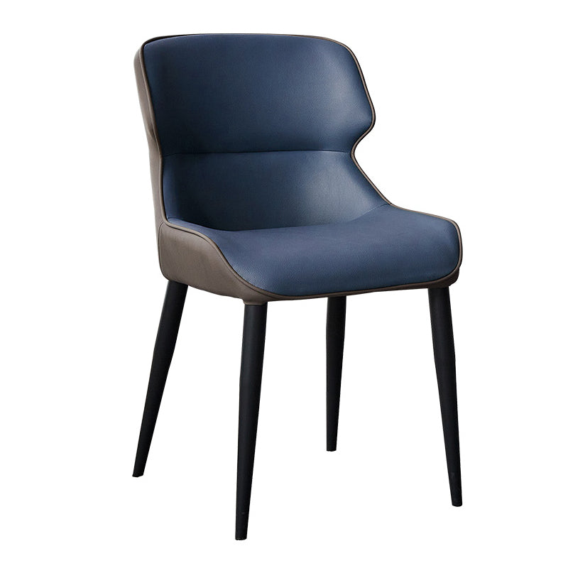Contemporary Metal Dining Room Chairs Wingback Armless Chair for Home Use Dark Blue 1 Piece Clearhalo ' kitchen&dining_furn' 'Dining Chairs' 'Dining Tables & Seating' 'dining_chair' 'furn' 'furn_dining_chair' 'Furniture' 'furniture_dining_chair' 'Kitchen & Dining Furniture' 'kitchen' 3755274