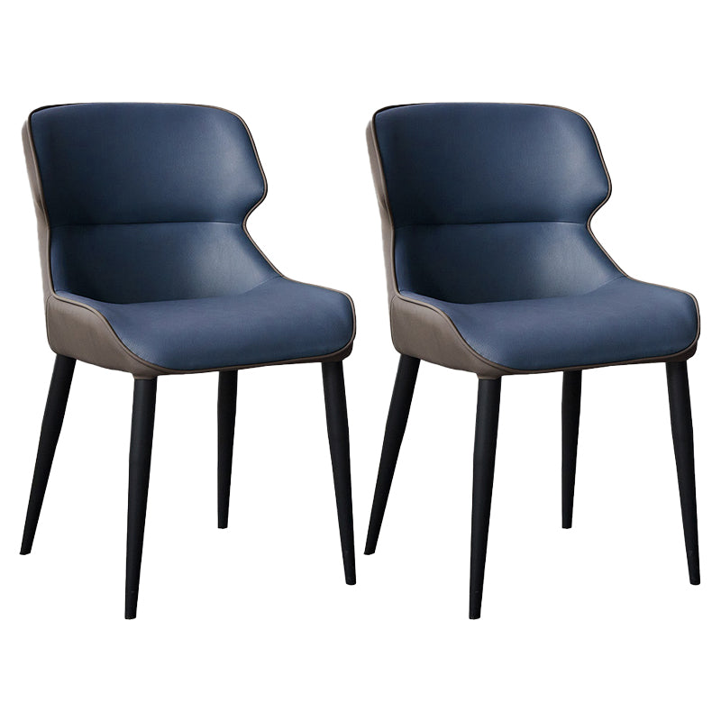Contemporary Metal Dining Room Chairs Wingback Armless Chair for Home Use Dark Blue 2 Piece Set Clearhalo ' kitchen&dining_furn' 'Dining Chairs' 'Dining Tables & Seating' 'dining_chair' 'furn' 'furn_dining_chair' 'Furniture' 'furniture_dining_chair' 'Kitchen & Dining Furniture' 'kitchen' 3755276
