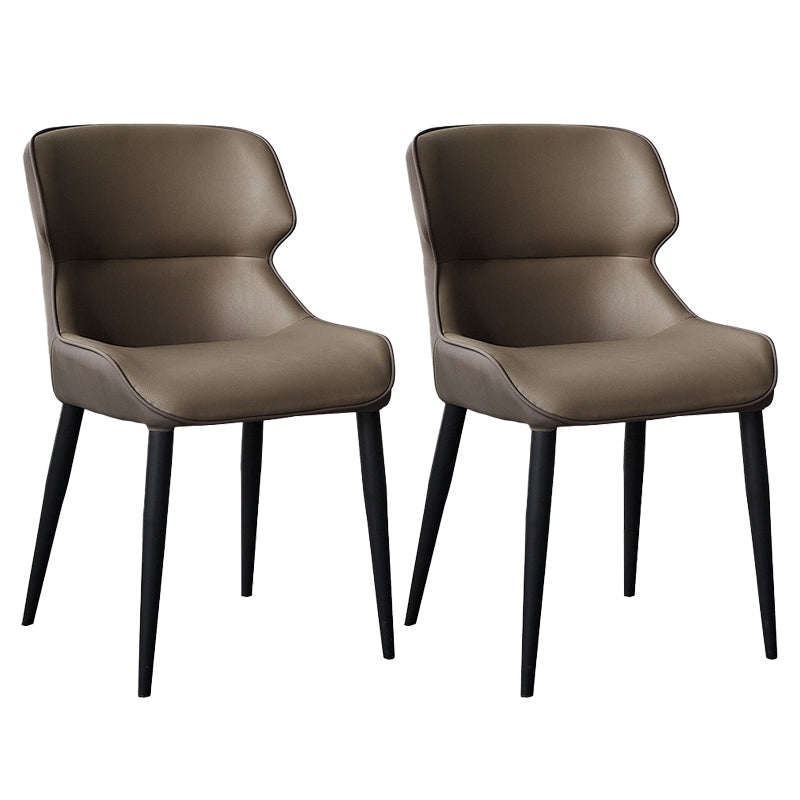 Contemporary Metal Dining Room Chairs Wingback Armless Chair for Home Use Dark Brown 2 Piece Set Clearhalo ' kitchen&dining_furn' 'Dining Chairs' 'Dining Tables & Seating' 'dining_chair' 'furn' 'furn_dining_chair' 'Furniture' 'furniture_dining_chair' 'Kitchen & Dining Furniture' 'kitchen' 3755279