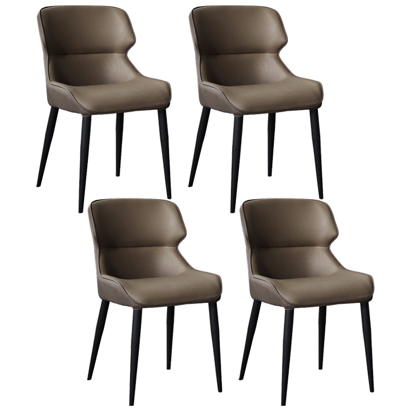 Contemporary Metal Dining Room Chairs Wingback Armless Chair for Home Use Dark Brown 4 Piece Set Clearhalo ' kitchen&dining_furn' 'Dining Chairs' 'Dining Tables & Seating' 'dining_chair' 'furn' 'furn_dining_chair' 'Furniture' 'furniture_dining_chair' 'Kitchen & Dining Furniture' 'kitchen' 3755281