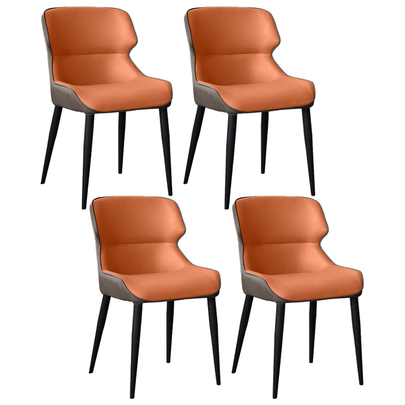 Contemporary Metal Dining Room Chairs Wingback Armless Chair for Home Use Orange 4 Piece Set Clearhalo ' kitchen&dining_furn' 'Dining Chairs' 'Dining Tables & Seating' 'dining_chair' 'furn' 'furn_dining_chair' 'Furniture' 'furniture_dining_chair' 'Kitchen & Dining Furniture' 'kitchen' 3755287
