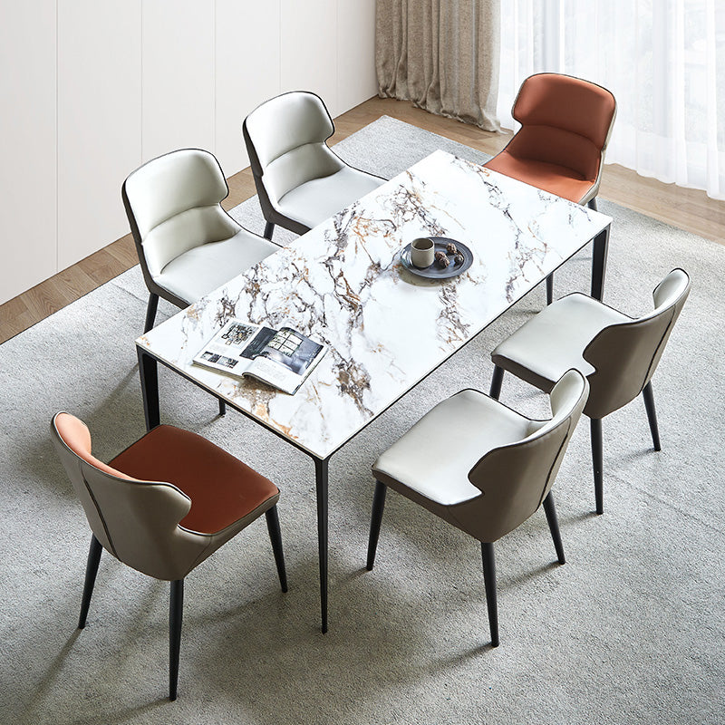 Contemporary Metal Dining Room Chairs Wingback Armless Chair for Home Use Clearhalo ' kitchen&dining_furn' 'Dining Chairs' 'Dining Tables & Seating' 'dining_chair' 'furn' 'furn_dining_chair' 'Furniture' 'furniture_dining_chair' 'Kitchen & Dining Furniture' 'kitchen' 3755290