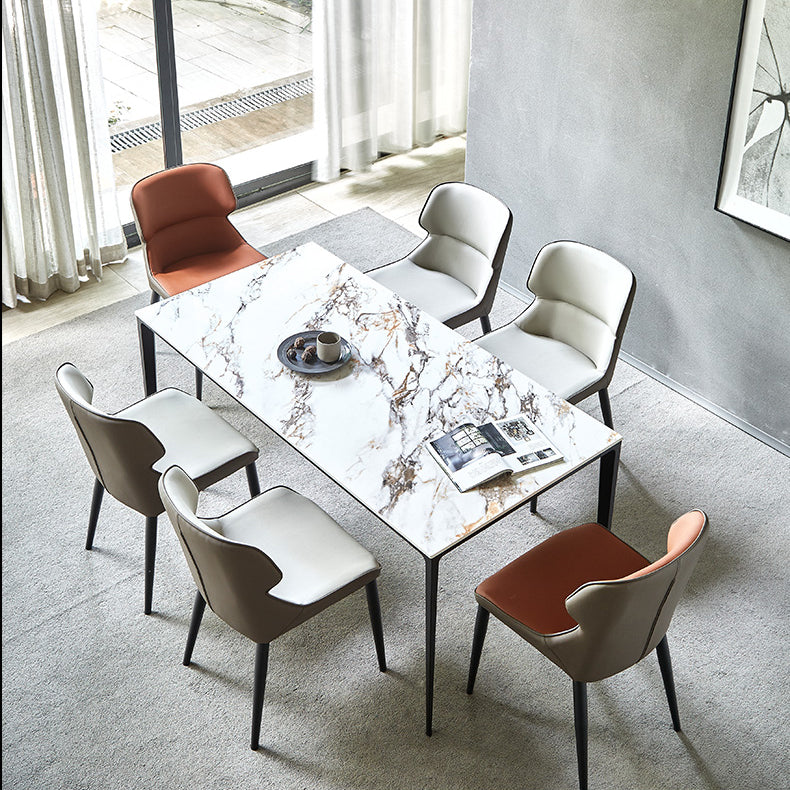 Contemporary Metal Dining Room Chairs Wingback Armless Chair for Home Use Clearhalo ' kitchen&dining_furn' 'Dining Chairs' 'Dining Tables & Seating' 'dining_chair' 'furn' 'furn_dining_chair' 'Furniture' 'furniture_dining_chair' 'Kitchen & Dining Furniture' 'kitchen' 3755291