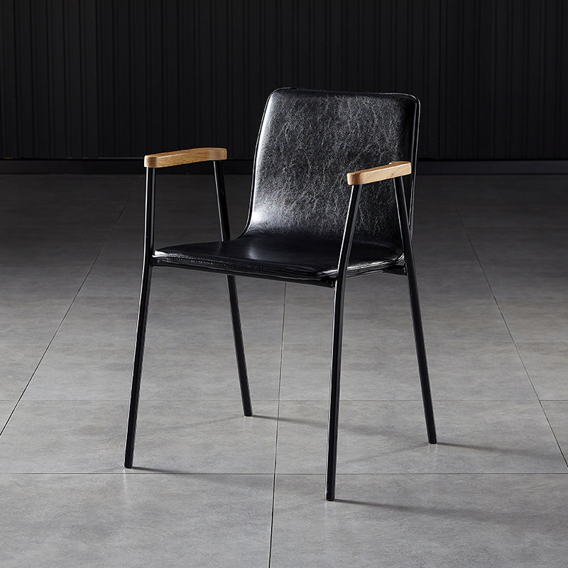 Industrial Style Leather Dining Side Chairs Solid Back Armless Chairs for Home Use Black 1 Piece Black Clearhalo ' kitchen&dining_furn' 'Dining Chairs' 'Dining Tables & Seating' 'dining_chair' 'furn' 'furn_dining_chair' 'Furniture' 'furniture_dining_chair' 'Kitchen & Dining Furniture' 'kitchen' 3755293