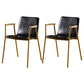 Industrial Style Leather Dining Side Chairs Solid Back Armless Chairs for Home Use Black 2 Piece Set Brass Gold Clearhalo ' kitchen&dining_furn' 'Dining Chairs' 'Dining Tables & Seating' 'dining_chair' 'furn' 'furn_dining_chair' 'Furniture' 'furniture_dining_chair' 'Kitchen & Dining Furniture' 'kitchen' 3755300