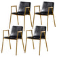 Industrial Style Leather Dining Side Chairs Solid Back Armless Chairs for Home Use Black 4 Piece Set Brass Gold Clearhalo ' kitchen&dining_furn' 'Dining Chairs' 'Dining Tables & Seating' 'dining_chair' 'furn' 'furn_dining_chair' 'Furniture' 'furniture_dining_chair' 'Kitchen & Dining Furniture' 'kitchen' 3755302