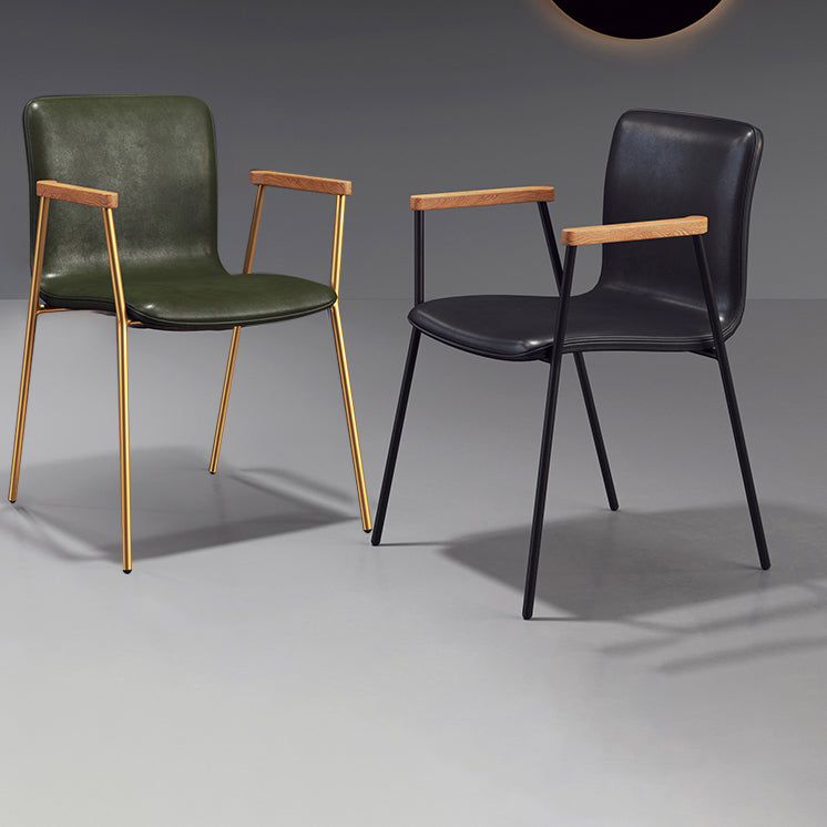 Industrial Style Leather Dining Side Chairs Solid Back Armless Chairs for Home Use Clearhalo ' kitchen&dining_furn' 'Dining Chairs' 'Dining Tables & Seating' 'dining_chair' 'furn' 'furn_dining_chair' 'Furniture' 'furniture_dining_chair' 'Kitchen & Dining Furniture' 'kitchen' 3755304