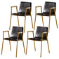 Industrial Style Leather Dining Side Chairs Solid Back Armless Chairs for Home Use Brown 4 Piece Set Brass Gold Clearhalo ' kitchen&dining_furn' 'Dining Chairs' 'Dining Tables & Seating' 'dining_chair' 'furn' 'furn_dining_chair' 'Furniture' 'furniture_dining_chair' 'Kitchen & Dining Furniture' 'kitchen' 3755316