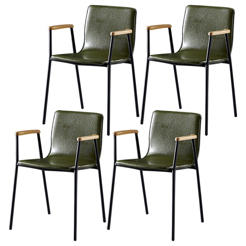 Industrial Style Leather Dining Side Chairs Solid Back Armless Chairs for Home Use Green 4 Piece Set Black Clearhalo ' kitchen&dining_furn' 'Dining Chairs' 'Dining Tables & Seating' 'dining_chair' 'furn' 'furn_dining_chair' 'Furniture' 'furniture_dining_chair' 'Kitchen & Dining Furniture' 'kitchen' 3755319
