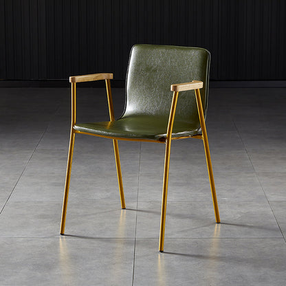 Industrial Style Leather Dining Side Chairs Solid Back Armless Chairs for Home Use Green 1 Piece Brass Gold Clearhalo ' kitchen&dining_furn' 'Dining Chairs' 'Dining Tables & Seating' 'dining_chair' 'furn' 'furn_dining_chair' 'Furniture' 'furniture_dining_chair' 'Kitchen & Dining Furniture' 'kitchen' 3755320