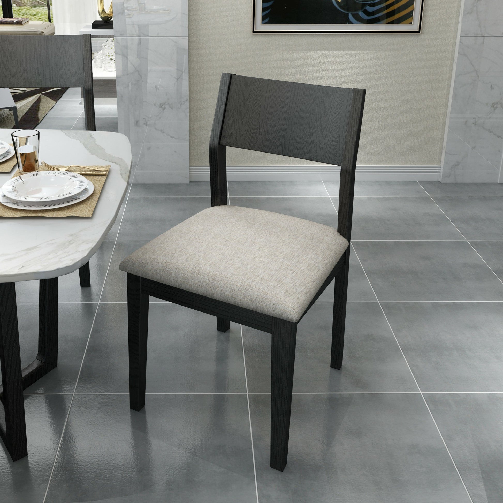 Wood Industrial Restaurant Side Chair Open Back Dining Chair with Black Legs Clearhalo ' kitchen&dining_furn' 'Dining Chairs' 'Dining Tables & Seating' 'dining_chair' 'furn' 'furn_dining_chair' 'Furniture' 'furniture_dining_chair' 'Kitchen & Dining Furniture' 'kitchen' 3755325