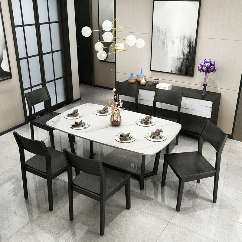 Wood Industrial Restaurant Side Chair Open Back Dining Chair with Black Legs Clearhalo ' kitchen&dining_furn' 'Dining Chairs' 'Dining Tables & Seating' 'dining_chair' 'furn' 'furn_dining_chair' 'Furniture' 'furniture_dining_chair' 'Kitchen & Dining Furniture' 'kitchen' 3755327