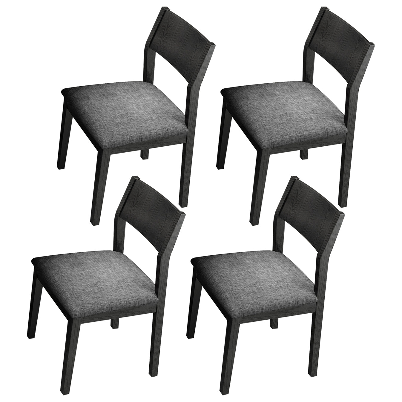 Wood Industrial Restaurant Side Chair Open Back Dining Chair with Black Legs Dark Gray 4 Piece Set Clearhalo ' kitchen&dining_furn' 'Dining Chairs' 'Dining Tables & Seating' 'dining_chair' 'furn' 'furn_dining_chair' 'Furniture' 'furniture_dining_chair' 'Kitchen & Dining Furniture' 'kitchen' 3755331