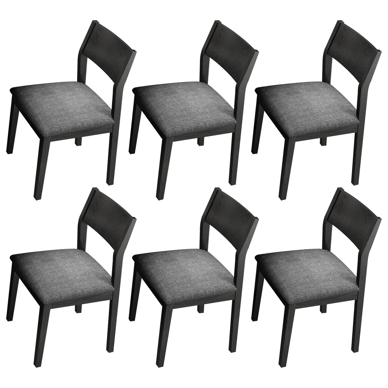 Wood Industrial Restaurant Side Chair Open Back Dining Chair with Black Legs Dark Gray 6 Piece Set Clearhalo ' kitchen&dining_furn' 'Dining Chairs' 'Dining Tables & Seating' 'dining_chair' 'furn' 'furn_dining_chair' 'Furniture' 'furniture_dining_chair' 'Kitchen & Dining Furniture' 'kitchen' 3755333