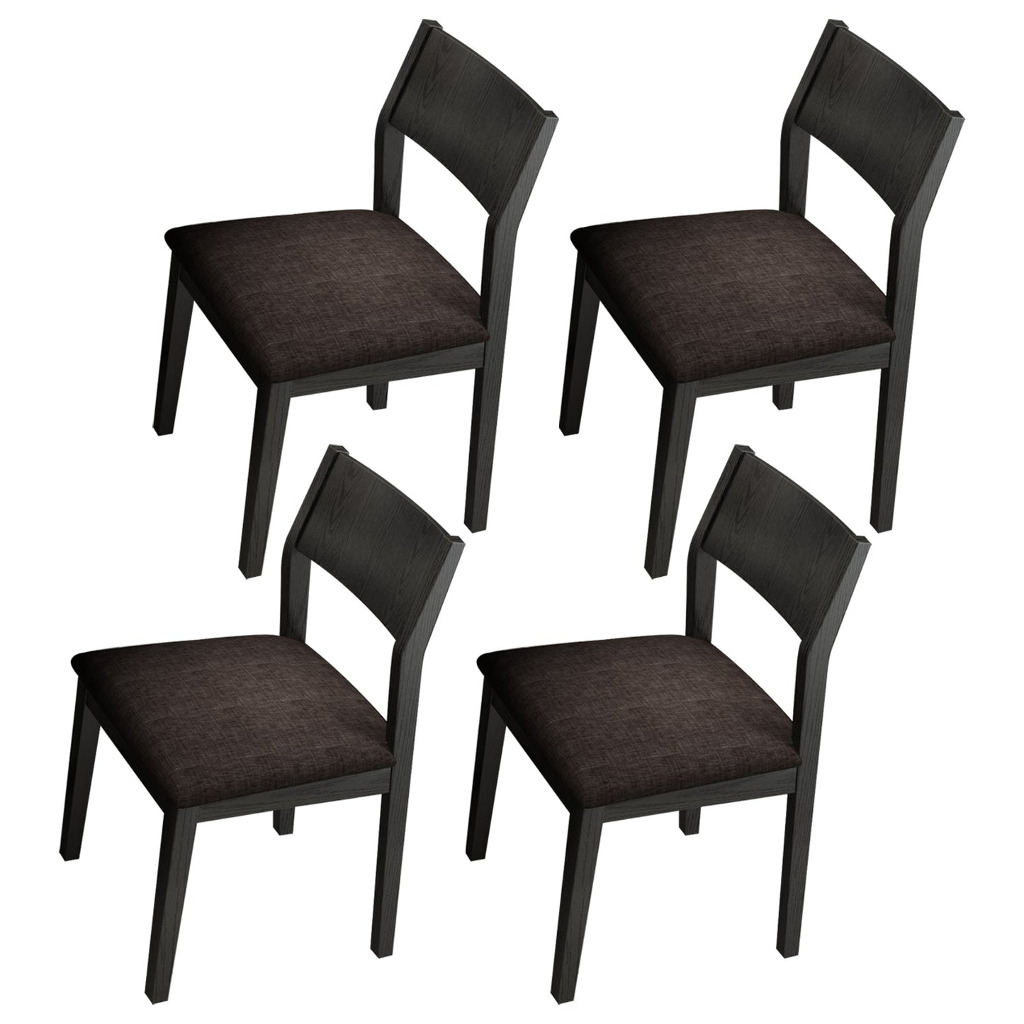 Wood Industrial Restaurant Side Chair Open Back Dining Chair with Black Legs Dark Coffee 4 Piece Set Clearhalo ' kitchen&dining_furn' 'Dining Chairs' 'Dining Tables & Seating' 'dining_chair' 'furn' 'furn_dining_chair' 'Furniture' 'furniture_dining_chair' 'Kitchen & Dining Furniture' 'kitchen' 3755337