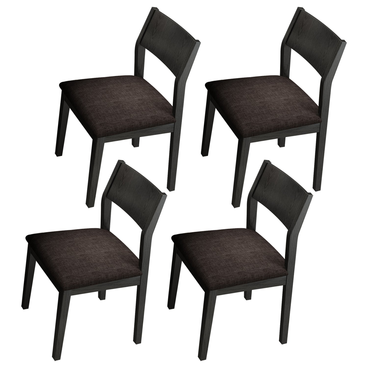Wood Industrial Restaurant Side Chair Open Back Dining Chair with Black Legs Dark Coffee 4 Piece Set Clearhalo ' kitchen&dining_furn' 'Dining Chairs' 'Dining Tables & Seating' 'dining_chair' 'furn' 'furn_dining_chair' 'Furniture' 'furniture_dining_chair' 'Kitchen & Dining Furniture' 'kitchen' 3755337