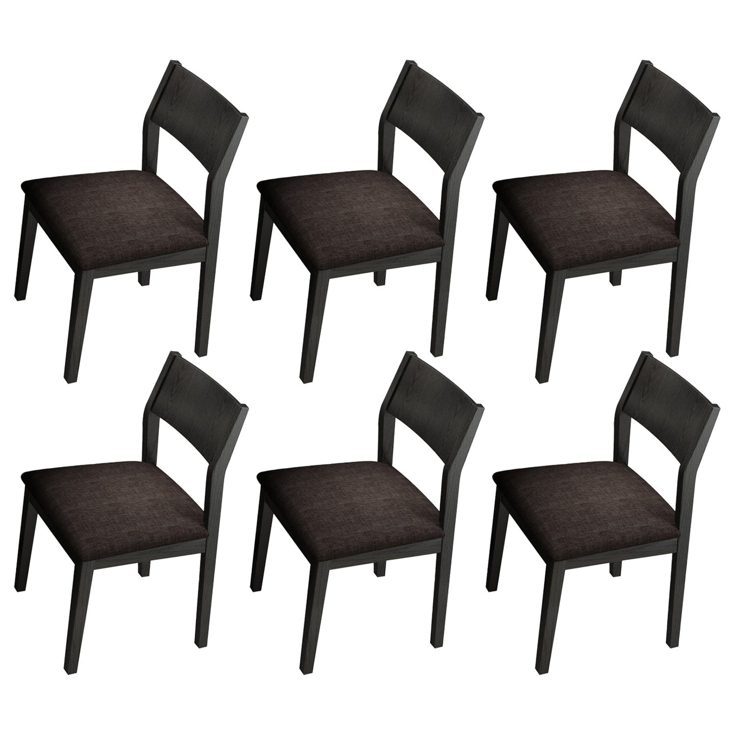 Wood Industrial Restaurant Side Chair Open Back Dining Chair with Black Legs Dark Coffee 6 Piece Set Clearhalo ' kitchen&dining_furn' 'Dining Chairs' 'Dining Tables & Seating' 'dining_chair' 'furn' 'furn_dining_chair' 'Furniture' 'furniture_dining_chair' 'Kitchen & Dining Furniture' 'kitchen' 3755339