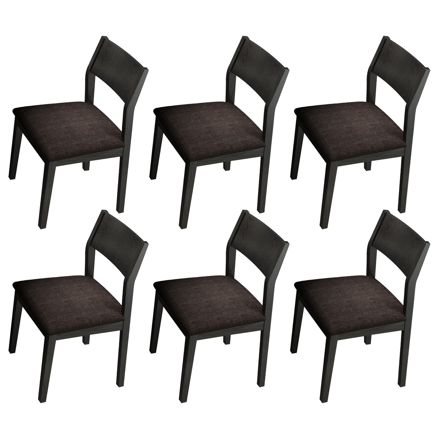 Wood Industrial Restaurant Side Chair Open Back Dining Chair with Black Legs Dark Coffee 6 Piece Set Clearhalo ' kitchen&dining_furn' 'Dining Chairs' 'Dining Tables & Seating' 'dining_chair' 'furn' 'furn_dining_chair' 'Furniture' 'furniture_dining_chair' 'Kitchen & Dining Furniture' 'kitchen' 3755339