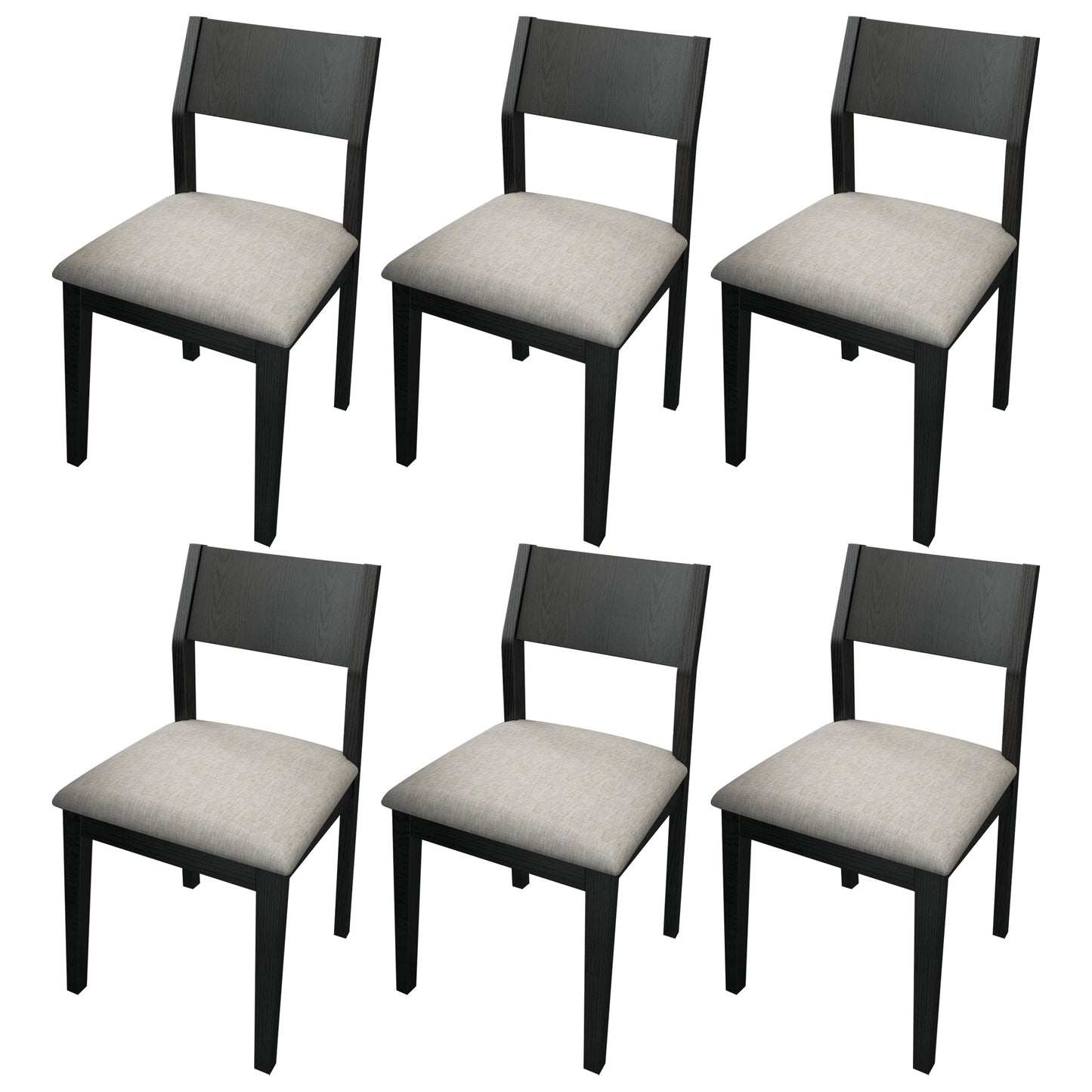 Wood Industrial Restaurant Side Chair Open Back Dining Chair with Black Legs Beige 6 Piece Set Clearhalo ' kitchen&dining_furn' 'Dining Chairs' 'Dining Tables & Seating' 'dining_chair' 'furn' 'furn_dining_chair' 'Furniture' 'furniture_dining_chair' 'Kitchen & Dining Furniture' 'kitchen' 3755344