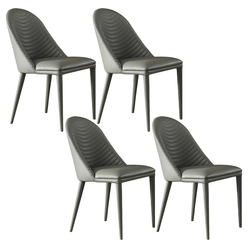 Contemporary Metal Dining Room Chairs Open Back Dining Side Armless Chair for Home Use Dark Gray 4 Piece Set Clearhalo ' kitchen&dining_furn' 'Dining Chairs' 'Dining Tables & Seating' 'dining_chair' 'furn' 'furn_dining_chair' 'Furniture' 'furniture_dining_chair' 'Kitchen & Dining Furniture' 'kitchen' 3755348