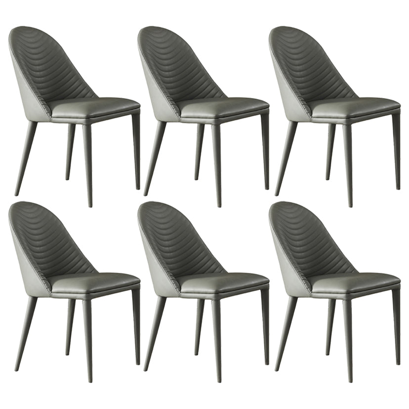 Contemporary Metal Dining Room Chairs Open Back Dining Side Armless Chair for Home Use Dark Gray 6 Piece Set Clearhalo ' kitchen&dining_furn' 'Dining Chairs' 'Dining Tables & Seating' 'dining_chair' 'furn' 'furn_dining_chair' 'Furniture' 'furniture_dining_chair' 'Kitchen & Dining Furniture' 'kitchen' 3755350