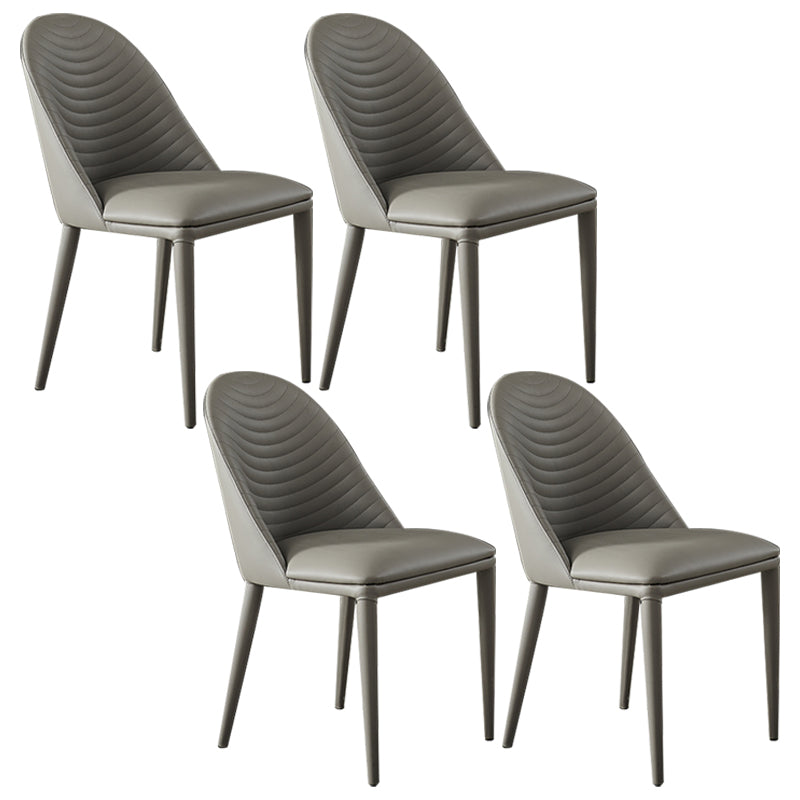 Contemporary Metal Dining Room Chairs Open Back Dining Side Armless Chair for Home Use Light Gray 4 Piece Set Clearhalo ' kitchen&dining_furn' 'Dining Chairs' 'Dining Tables & Seating' 'dining_chair' 'furn' 'furn_dining_chair' 'Furniture' 'furniture_dining_chair' 'Kitchen & Dining Furniture' 'kitchen' 3755354