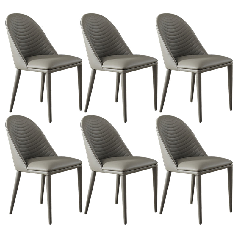 Contemporary Metal Dining Room Chairs Open Back Dining Side Armless Chair for Home Use Light Gray 6 Piece Set Clearhalo ' kitchen&dining_furn' 'Dining Chairs' 'Dining Tables & Seating' 'dining_chair' 'furn' 'furn_dining_chair' 'Furniture' 'furniture_dining_chair' 'Kitchen & Dining Furniture' 'kitchen' 3755356