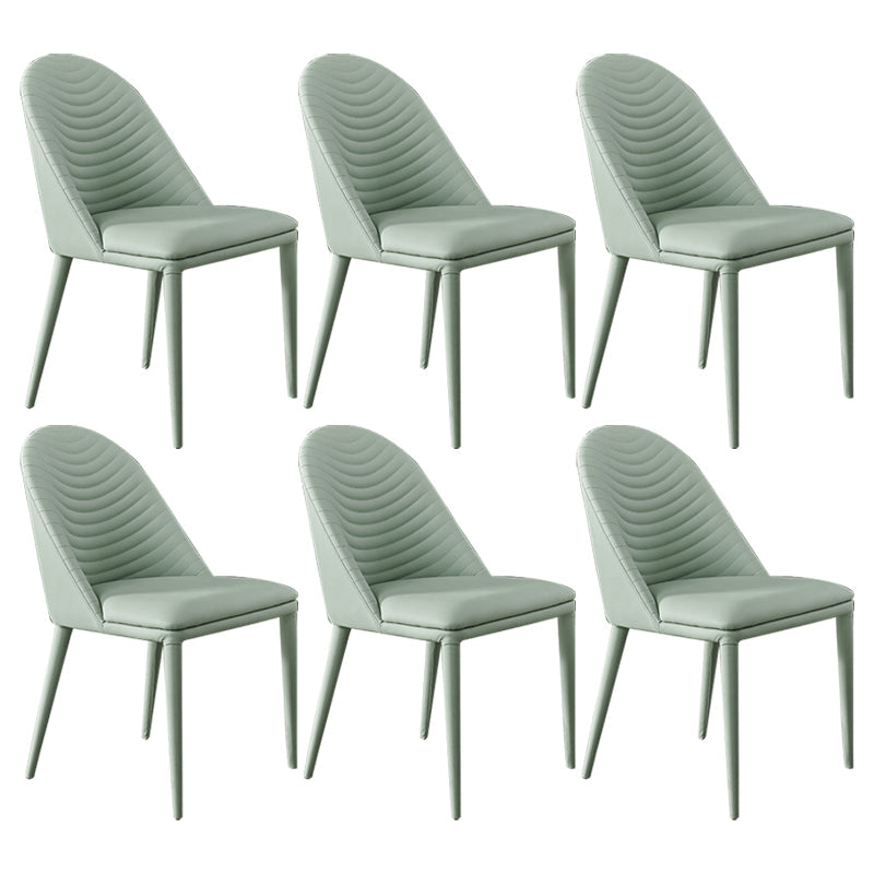 Contemporary Metal Dining Room Chairs Open Back Dining Side Armless Chair for Home Use Light Green 6 Piece Set Clearhalo ' kitchen&dining_furn' 'Dining Chairs' 'Dining Tables & Seating' 'dining_chair' 'furn' 'furn_dining_chair' 'Furniture' 'furniture_dining_chair' 'Kitchen & Dining Furniture' 'kitchen' 3755361