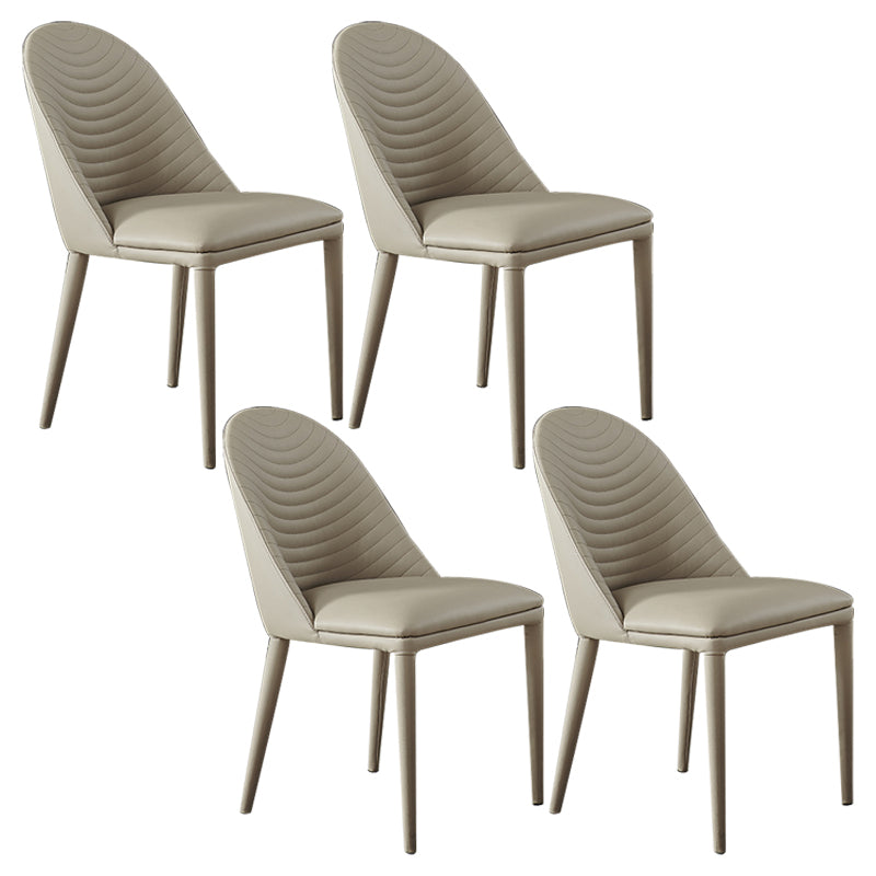 Contemporary Metal Dining Room Chairs Open Back Dining Side Armless Chair for Home Use Off-White 4 Piece Set Clearhalo ' kitchen&dining_furn' 'Dining Chairs' 'Dining Tables & Seating' 'dining_chair' 'furn' 'furn_dining_chair' 'Furniture' 'furniture_dining_chair' 'Kitchen & Dining Furniture' 'kitchen' 3755369