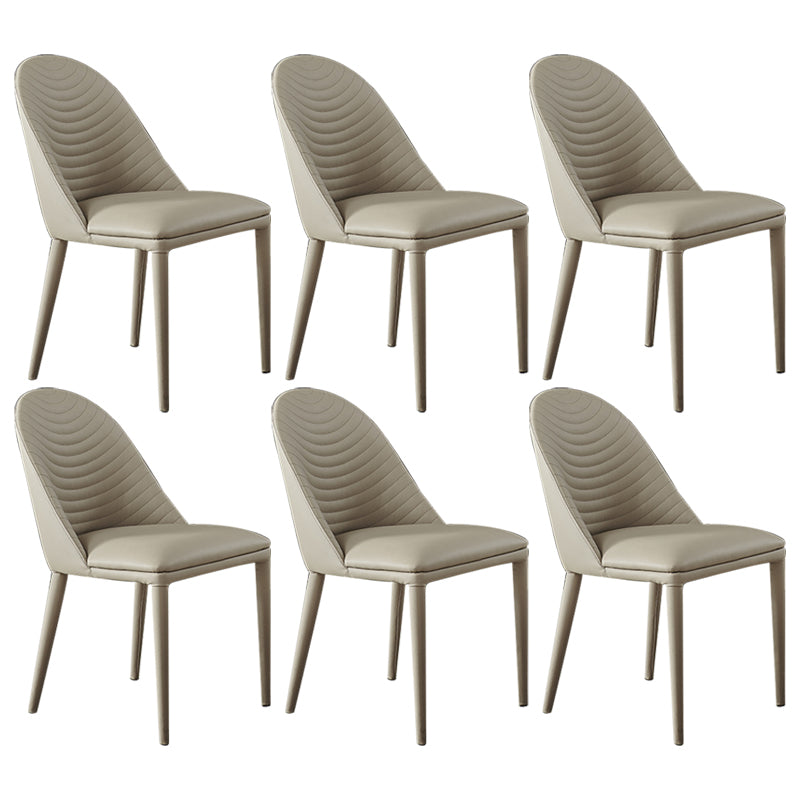 Contemporary Metal Dining Room Chairs Open Back Dining Side Armless Chair for Home Use Off-White 6 Piece Set Clearhalo ' kitchen&dining_furn' 'Dining Chairs' 'Dining Tables & Seating' 'dining_chair' 'furn' 'furn_dining_chair' 'Furniture' 'furniture_dining_chair' 'Kitchen & Dining Furniture' 'kitchen' 3755370
