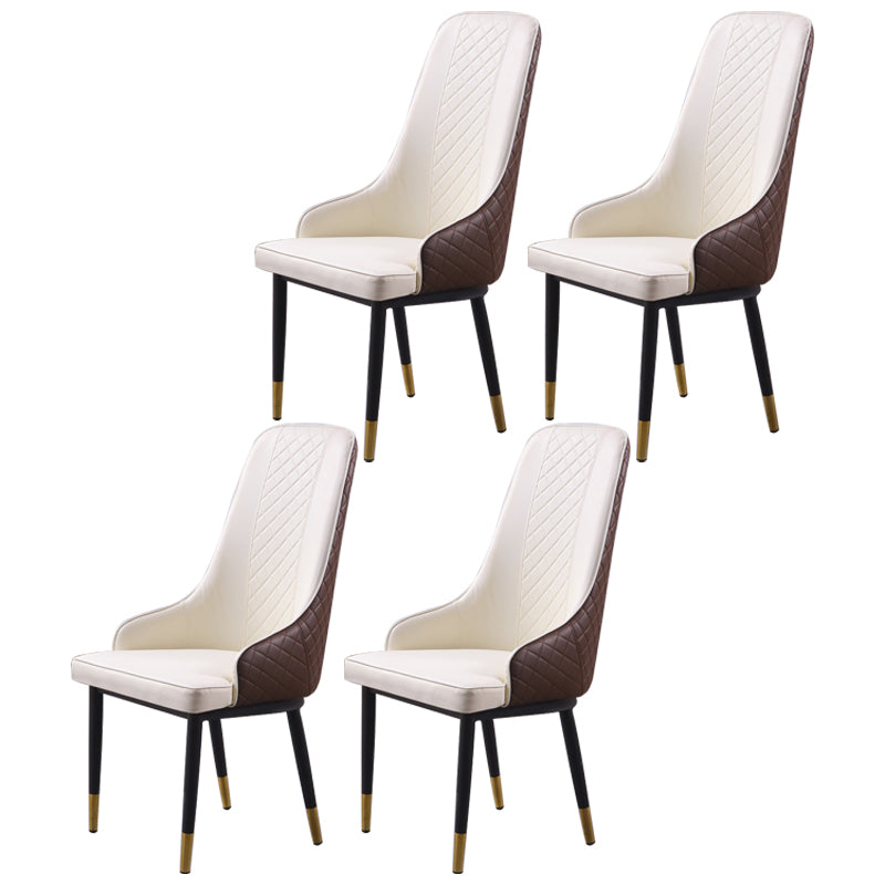 Minimalist Style Upholstered Side Chair Leather Dining Armless Chair for Home Use White 4 Piece Set Clearhalo ' kitchen&dining_furn' 'Dining Chairs' 'Dining Tables & Seating' 'dining_chair' 'furn' 'furn_dining_chair' 'Furniture' 'furniture_dining_chair' 'Kitchen & Dining Furniture' 'kitchen' 3755372