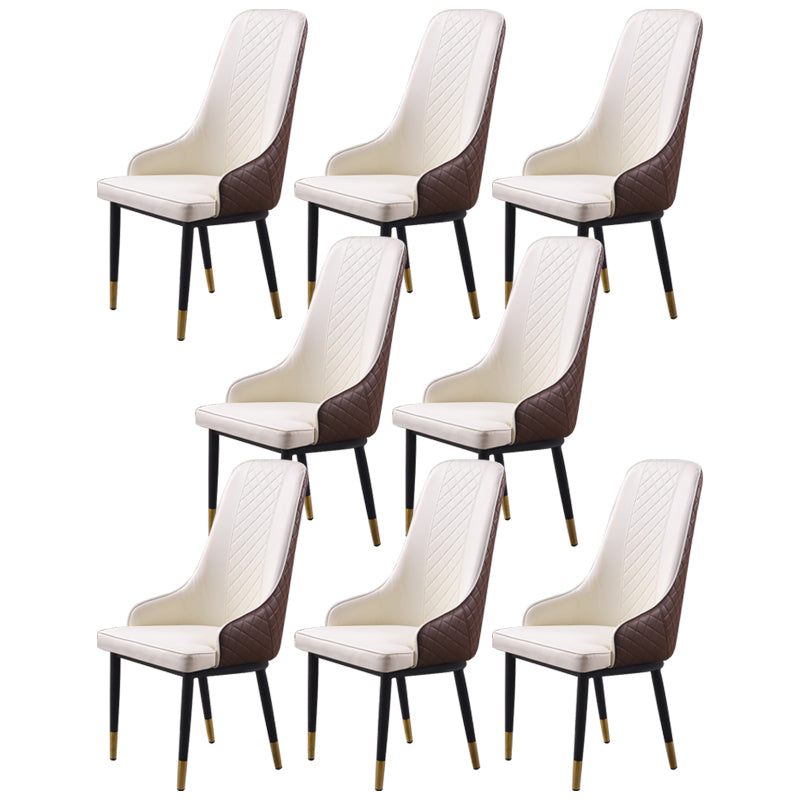 Minimalist Style Upholstered Side Chair Leather Dining Armless Chair for Home Use White 8 Piece Set Clearhalo ' kitchen&dining_furn' 'Dining Chairs' 'Dining Tables & Seating' 'dining_chair' 'furn' 'furn_dining_chair' 'Furniture' 'furniture_dining_chair' 'Kitchen & Dining Furniture' 'kitchen' 3755374