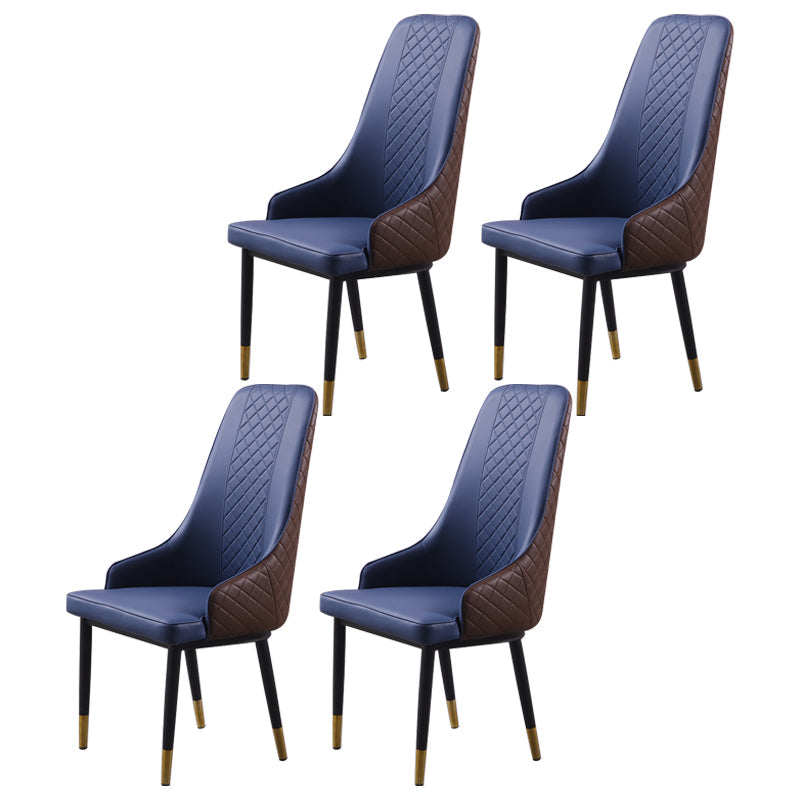 Minimalist Style Upholstered Side Chair Leather Dining Armless Chair for Home Use Dark Blue 4 Piece Set Clearhalo ' kitchen&dining_furn' 'Dining Chairs' 'Dining Tables & Seating' 'dining_chair' 'furn' 'furn_dining_chair' 'Furniture' 'furniture_dining_chair' 'Kitchen & Dining Furniture' 'kitchen' 3755383